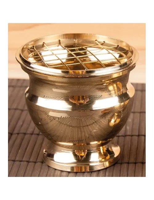 Räuchergefäß mit Netzeinsatz, 7,5x 7 cm aus Messing