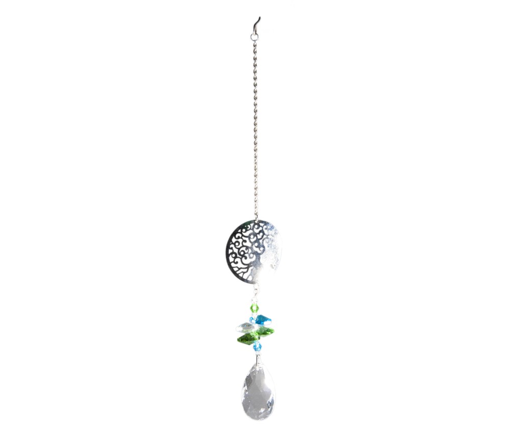 Hängende Dekoration - Suncatcher Yggdrasil - aus Edelstahl & Kristallen ca. 27 cm