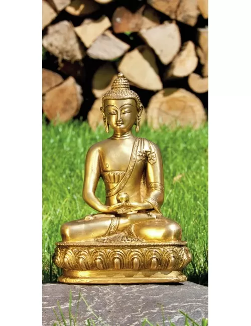 Statue - Buddha Amithaba, Messing, ca. 20 cm