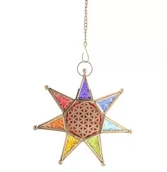 Hängende Dekoration - Orientalisches Licht -Chakra Stern - mit Kette 26/60 cm