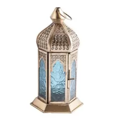 Orientalische Laterne - Magischer Moment - gold / blau ca. 17,5 x 10,5 cm