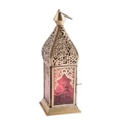 Orientalische Laterne - Funkelfreude - gold / rot ca. 20 x 7,5 cm