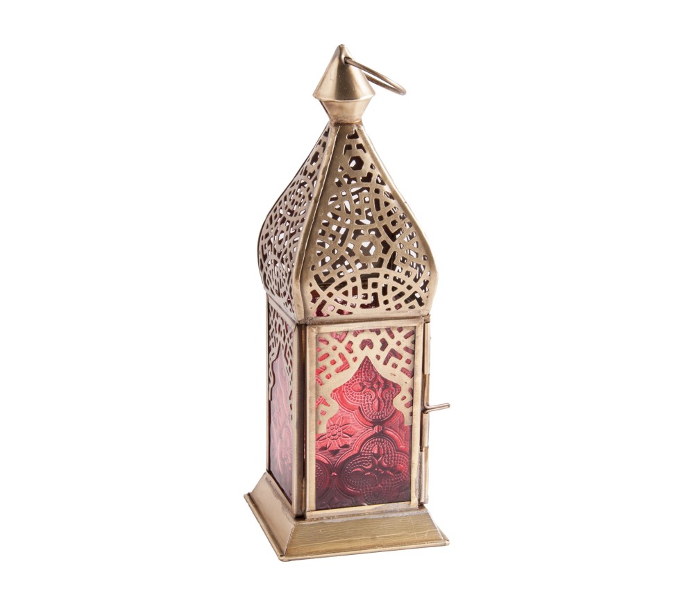 Orientalische Laterne - Funkelfreude - gold / rot ca. 20 x 7,5 cm