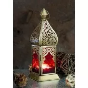 Orientalische Laterne - Funkelfreude - gold / rot ca. 20 x 7,5 cm
