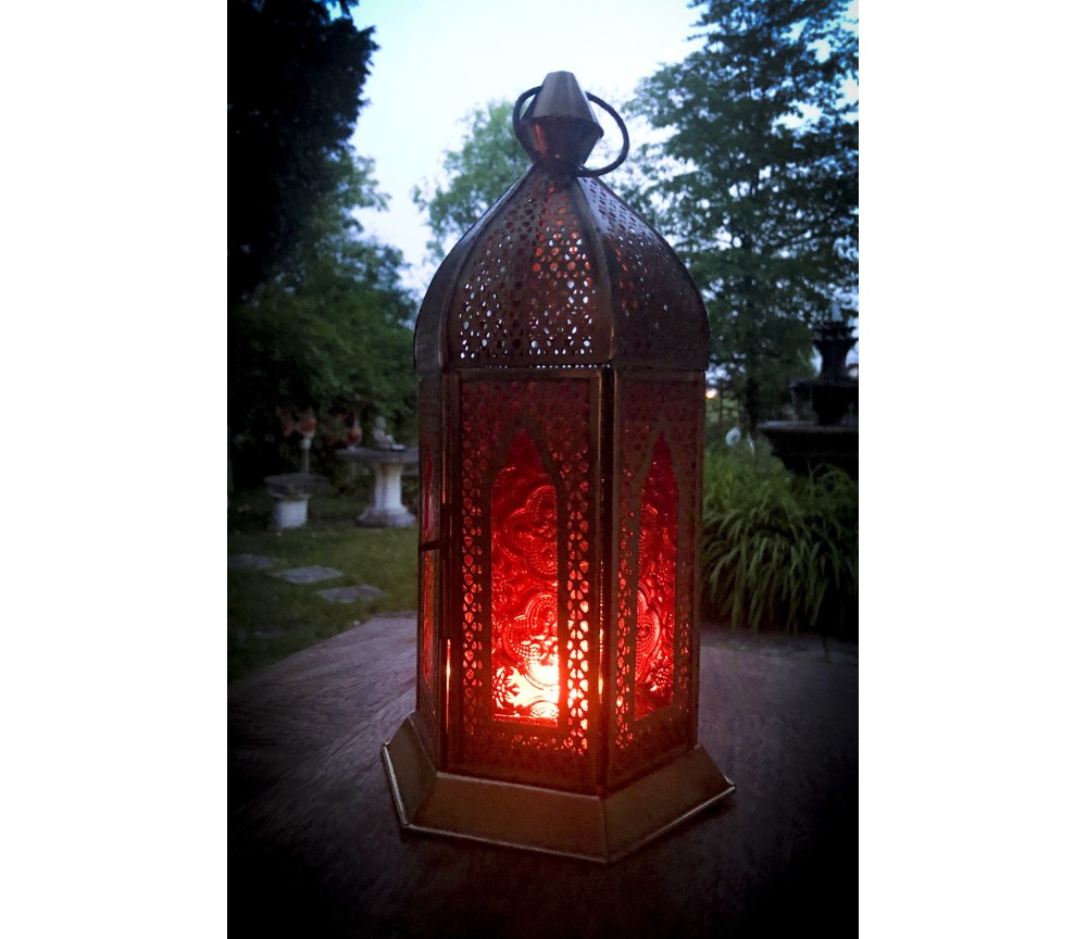 Orientalische Laterne - Alladin - gold / rot ca. 28 x 15 cm