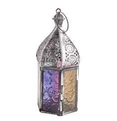 Orientalische Laterne - 1001 Nacht - silber / bunt ca.17 x 6,5 cm