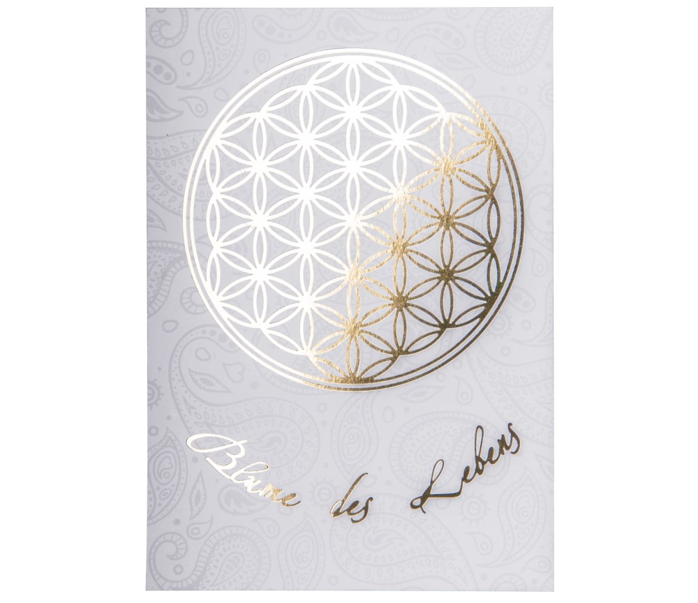 Postkarte - Blume des Lebens - Gold/Weiß DINA6