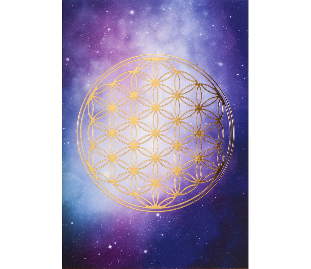 Postkarte - Blume des Lebens - Universum Gold DINA6