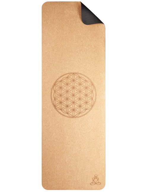 Yogamatte aus Kork mit Blume des Lebens - 6 mm - mit TPE ecofriendly Lage