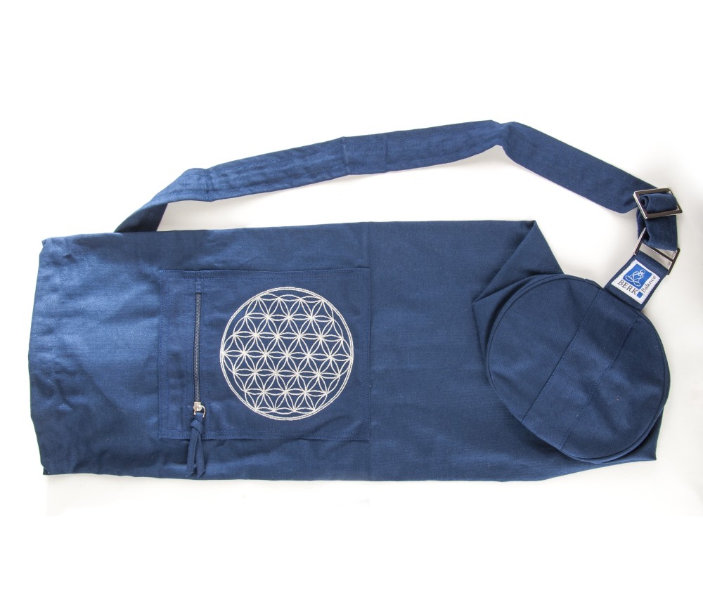 Yoga Tasche 75 cm - mit Blume des Lebens blau