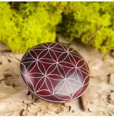 Handschmeichler Lebensblume,weinrot - aus Speckstein