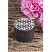 Döschen - Blume des Lebens - Speckstein schwarz