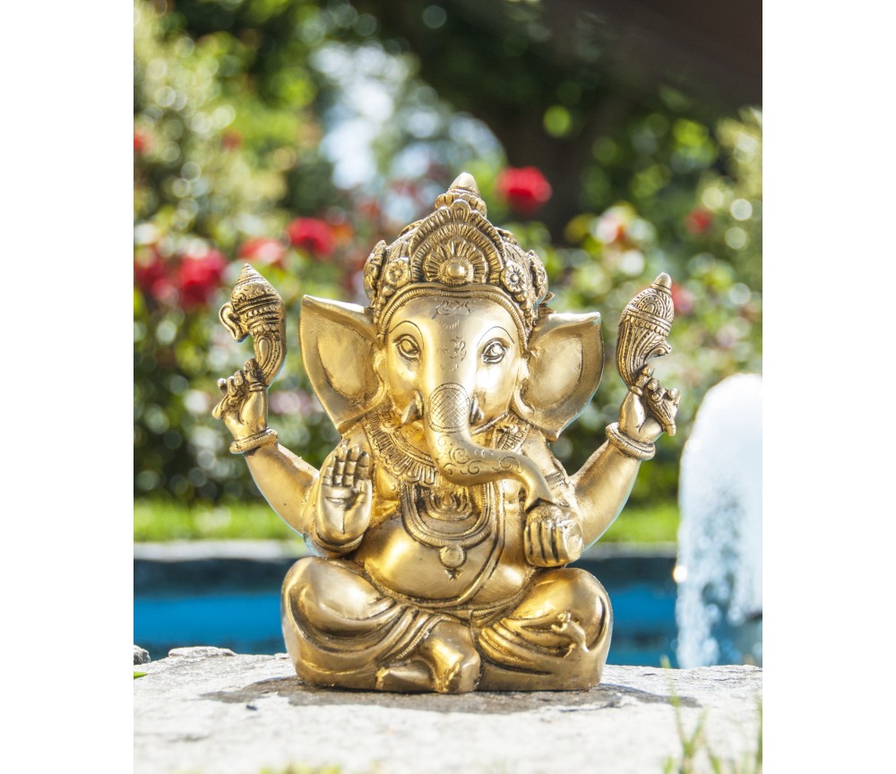 Statue - Ganesha - Messing- gold Antik ca. 23 cm