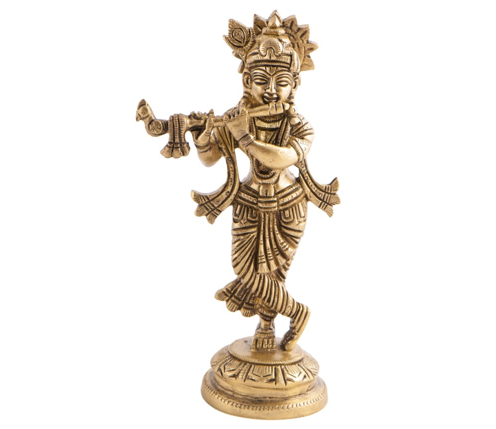 Statue - Krishna - Messing, ca. 18 cm