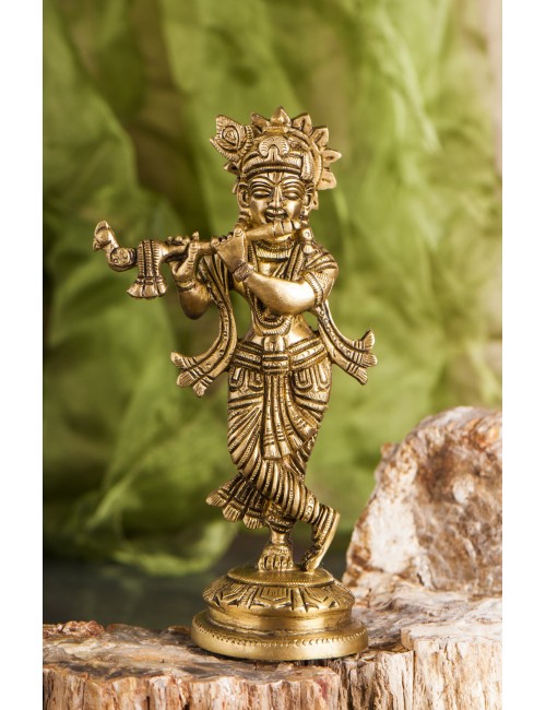 Statue - Krishna - Messing, ca. 18 cm