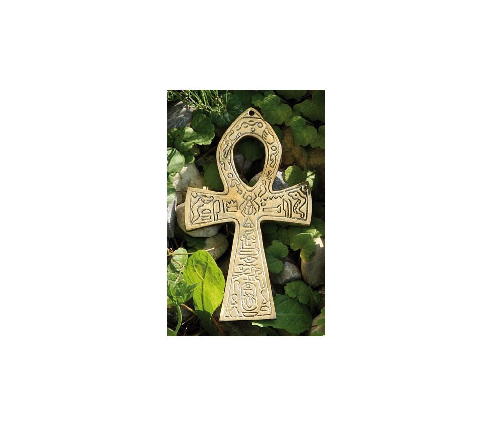 Ankh Messing, mittel - mit ägyptischem Symbol ca. 15 cm