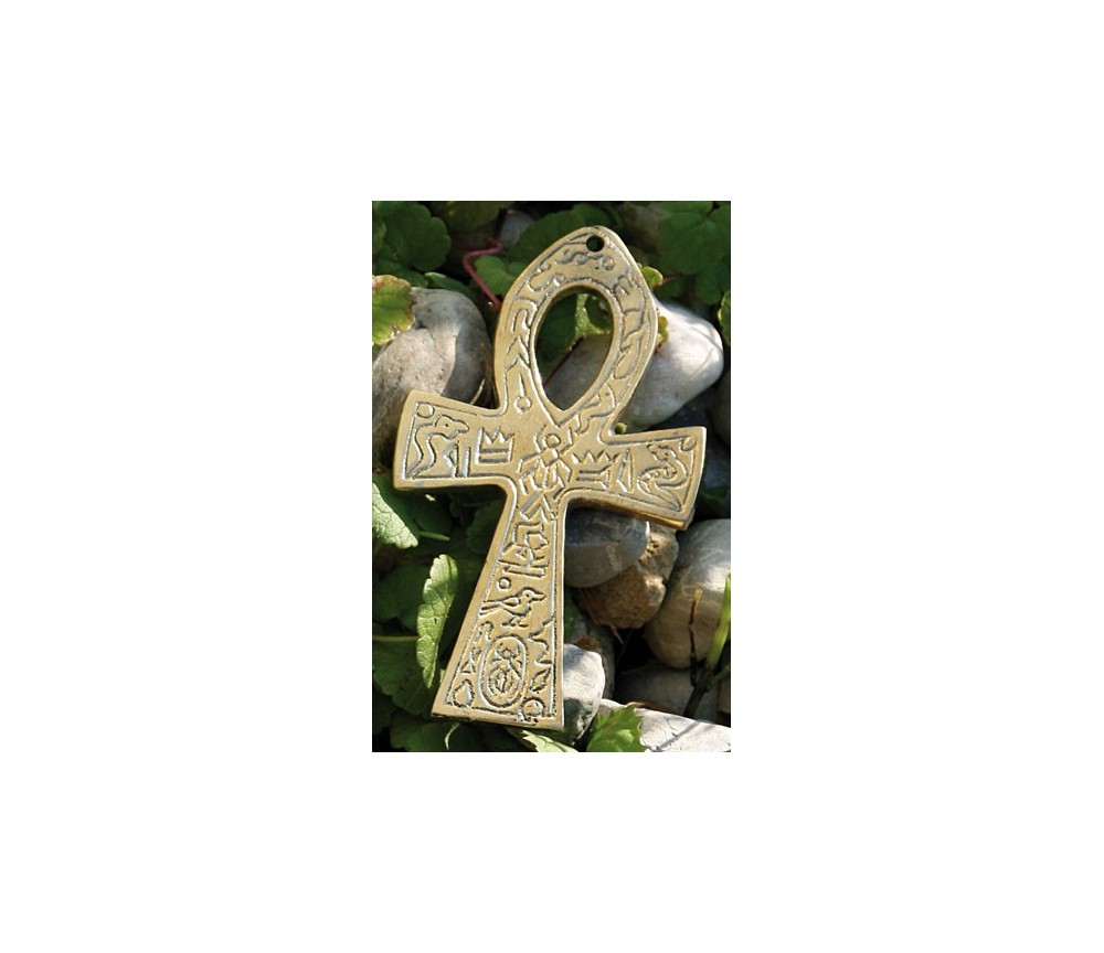 Ankh Messing, klein - mit ägyptischem Symbol ca. 11 cm