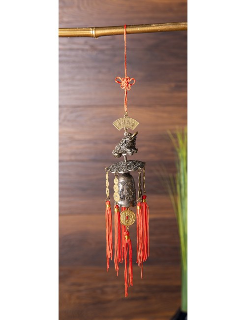 Hängende Dekoration - Glockengeläut mit Glücksfrosch ca. 40 x 6 cm