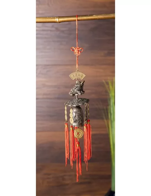 Hängende Dekoration - Glockengeläut mit Glücksfrosch ca. 40 x 6 cm