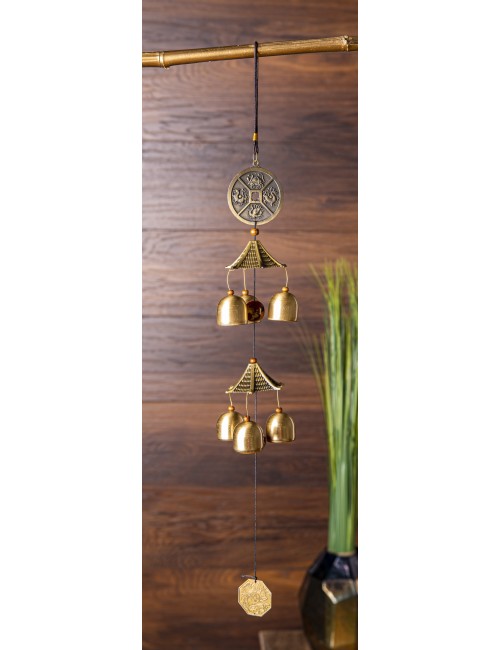 Hängende Dekoration - Glockengeläut mit Glücksmünze ca. 55 x 8 cm