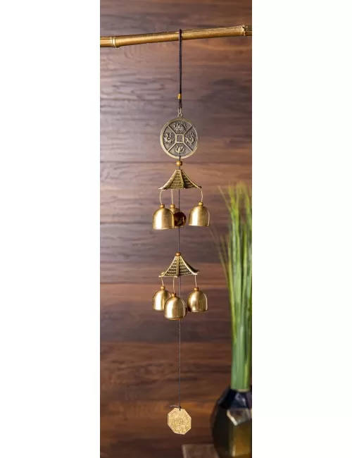 Hängende Dekoration - Glockengeläut mit Glücksmünze ca. 55 x 8 cm