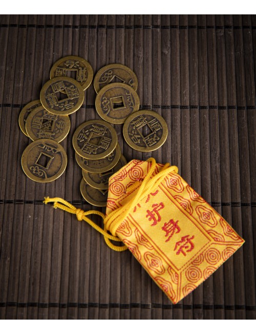 Kleine Chinesische Glücksmünzen Set - inkl. Beutel mit 12 Stück