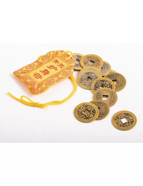 Glücksmünzen Set - großes chinesisches Set inkl. Beutel mit 12 Stück