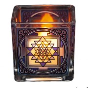 Teelichtglas - Shri Yantra ca.6x6 cm