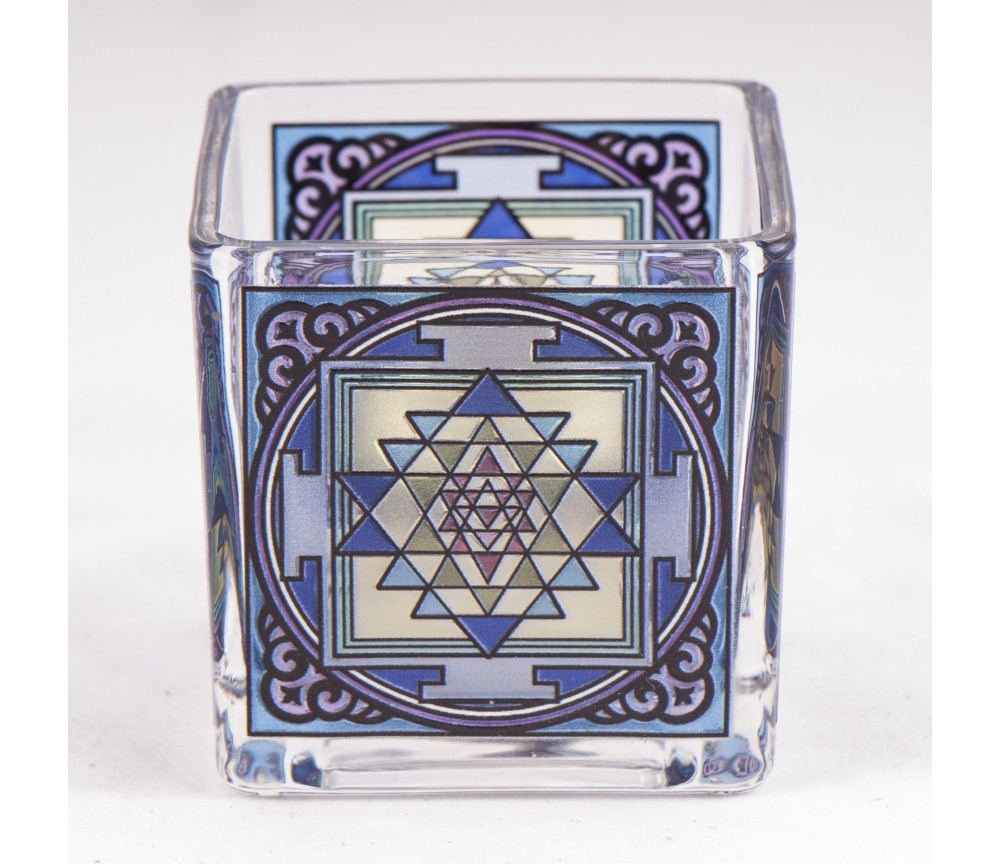 Teelichtglas - Shri Yantra ca.6x6 cm