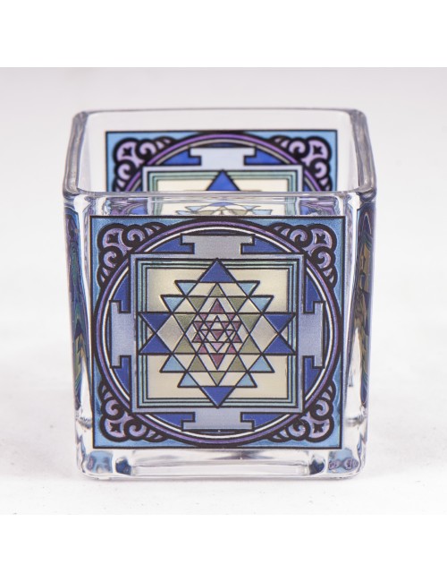 Teelichtglas - Shri Yantra ca.6x6 cm