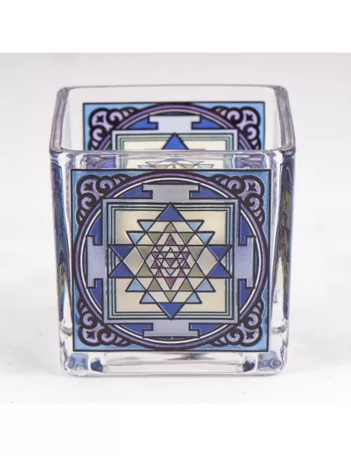 Teelichtglas - Shri Yantra ca.6x6 cm