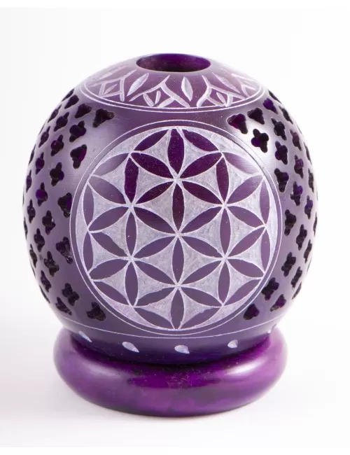 Teelichtkugel - Blume des Lebens -lila ca. 8,5 cm