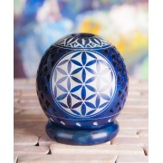 Teelichtkugel - Blume des Lebens - dunkelblau ca. 8,5 cm