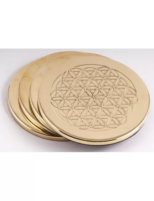 Getränkeuntersetzer - Blume des Lebens - Messing, 4er-Set