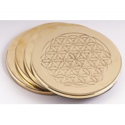 Getränkeuntersetzer - Blume des Lebens - Messing,  4er-Set