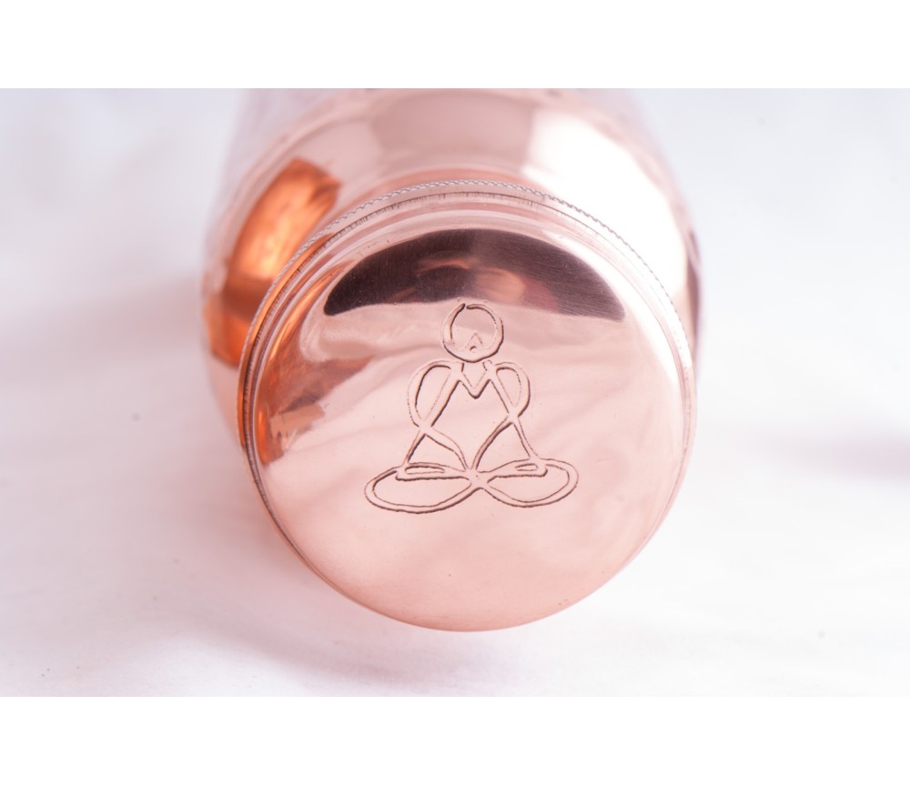 Trinkflasche aus Kupfer, 650 ml mit Blume des Lebens Symbol