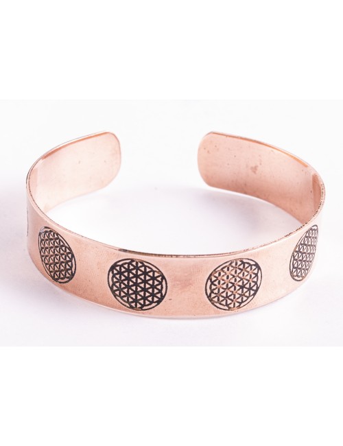 Armreif - Kupfer mit Blume des Lebens