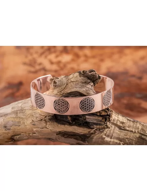 Armreif - Kupfer mit Blume des Lebens