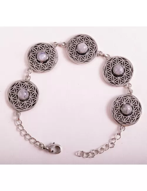 Armband -Blume des Lebens - Messing versilbert