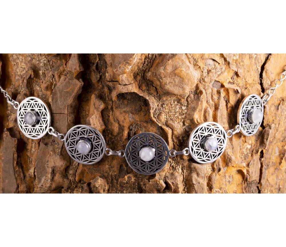 Armband -Blume des Lebens - Messing versilbert