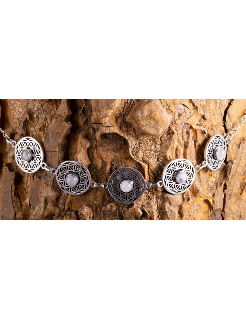 Armband -Blume des Lebens - Messing versilbert