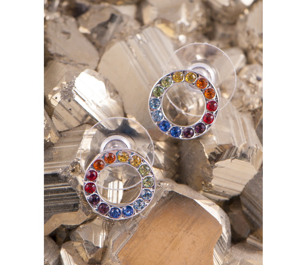 Ohrstecker - Regenbogen mit Glaskristallen