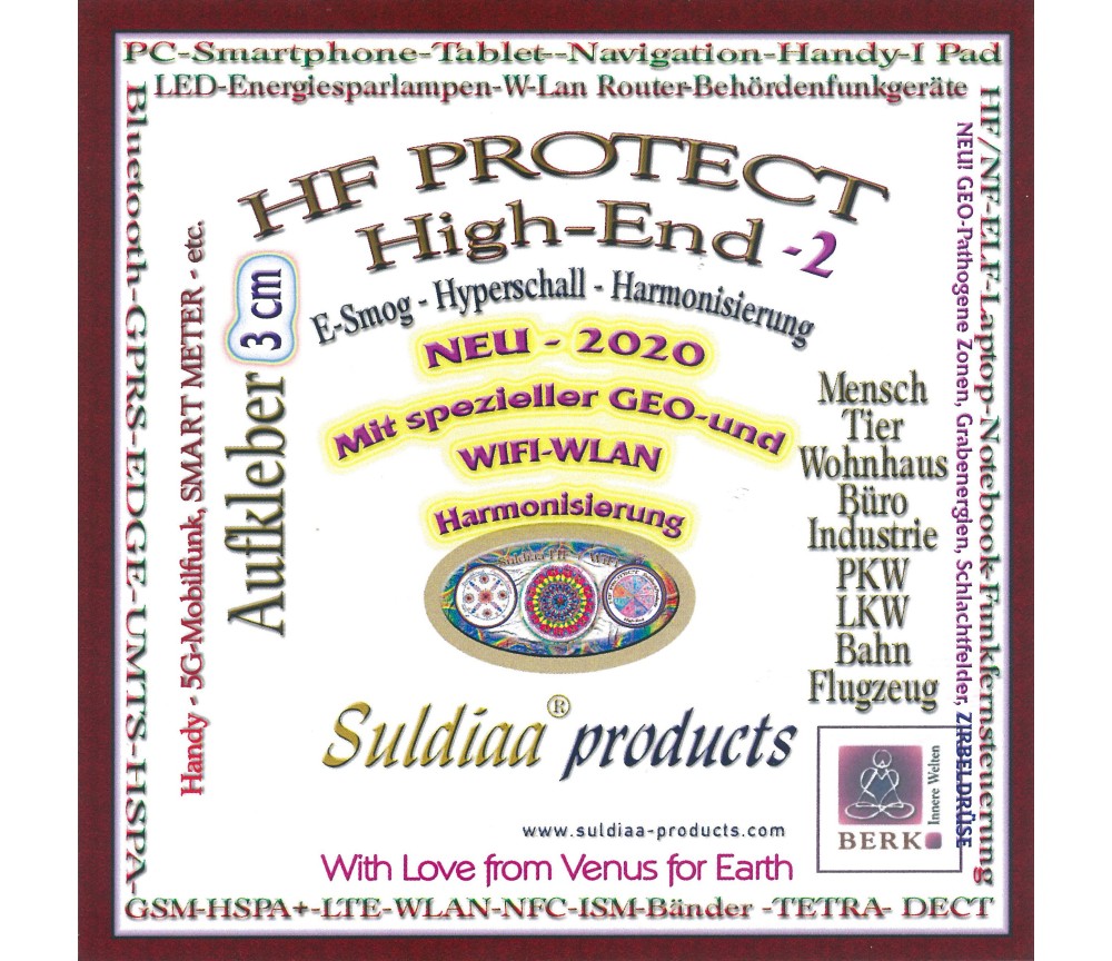 Suldiaa®products - Aufkleber- HF Protect E-Smog Harmonisierung -  Hochfrequenzentstörer, 3cm
