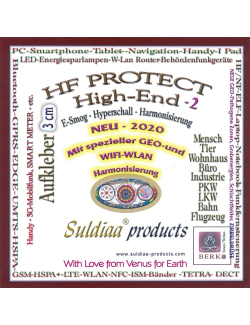 Suldiaa®products - Aufkleber- HF Protect E-Smog Harmonisierung -  Hochfrequenzentstörer, 3cm