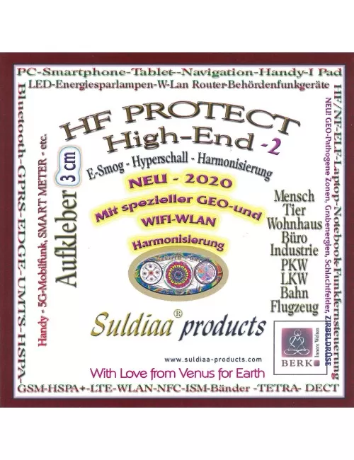 Suldiaa®products - Aufkleber- HF Protect E-Smog Harmonisierung - Hochfrequenzentstörer, 3cm