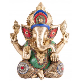 Ganesha Messing mit Steinkunst