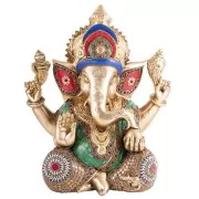 Statue - Ganesha - Messing mit Steinkunst, 30 cm