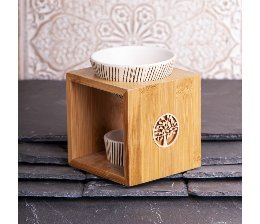 Aromalampe Yggdrasil aus Bamus & Keramik - 11x9,5 cm