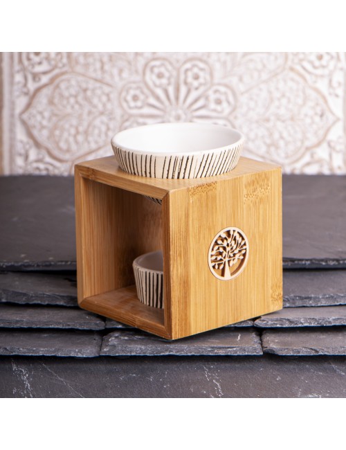 Aromalampe Yggdrasil aus Bamus & Keramik - 11x9,5 cm