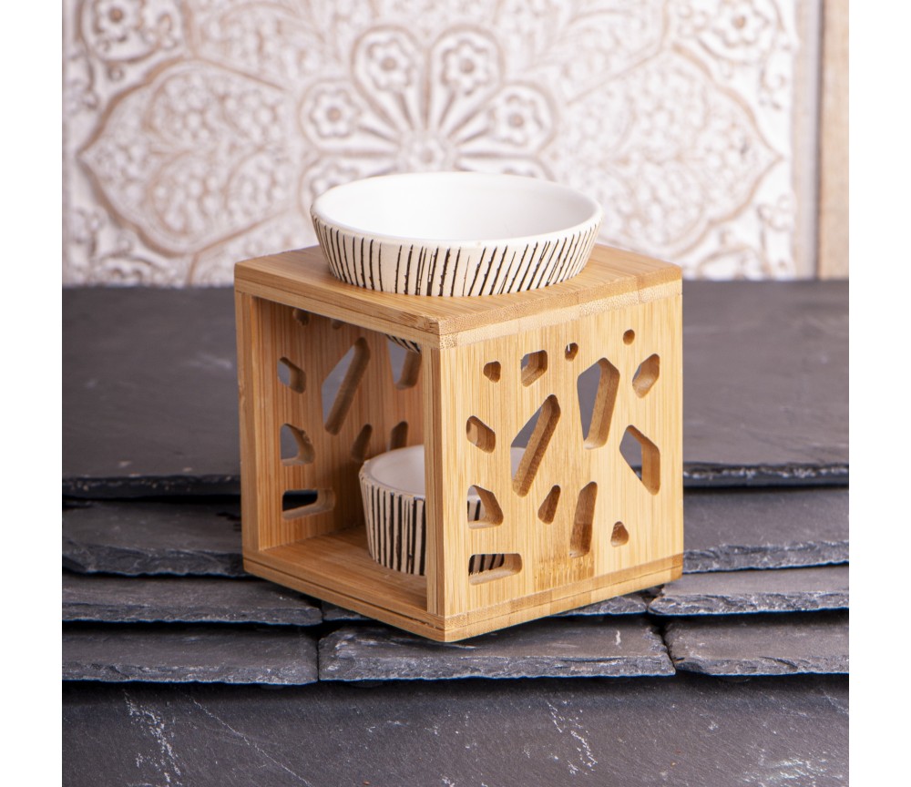 Aromalampe aus Bamus & Keramik - 11x9,5 cm